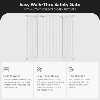 BalanceFrom Walk Thru Safety Gate, Fits 29.1-43.3" Openings, 36” Tall, White