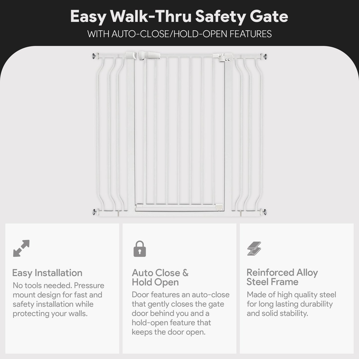 BalanceFrom Walk Thru Safety Gate, Fits 29.1-43.3" Openings, 36” Tall, White