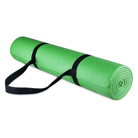 Fitvids 1/4” High Density Thick Non Slip Workout Yoga Mat and Carry Strap, Green