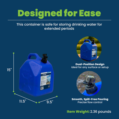 Scepter 5 Gallon Leak Proof Water Jug Storage Container & Handle, Spigot, 4 Pack