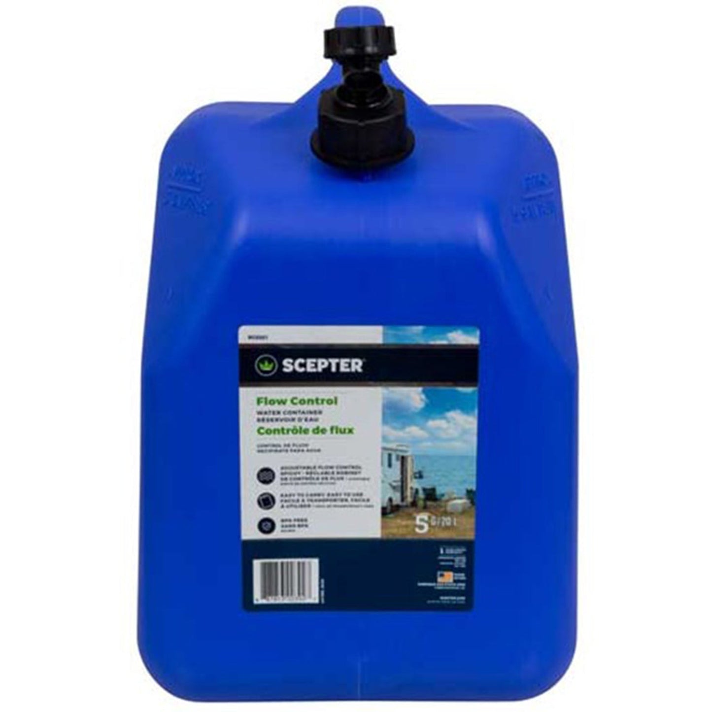 Scepter 5 Gallon Leak Proof Water Jug Storage Container & Handle, Spigot, 4 Pack