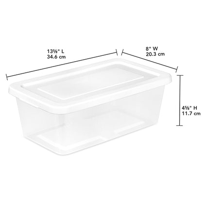 Sterilite 6 Qt Storage Box, Stackable Plastic Container, Home Organizer, 12 Pack