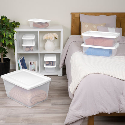 Sterilite 6 Qt Storage Box, Stackable Plastic Container, Home Organizer, 12 Pack