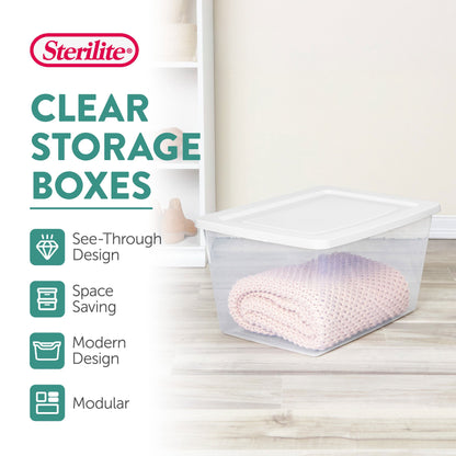 Sterilite 58 Qt Storage Box, Stackable Plastic Container, Home Organizer, 8 Pack