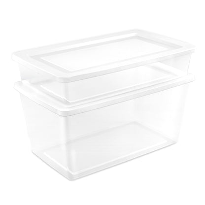 Sterilite 41 Qt Storage Box, Stackable Plastic Container Home Organizer, 12 Pack