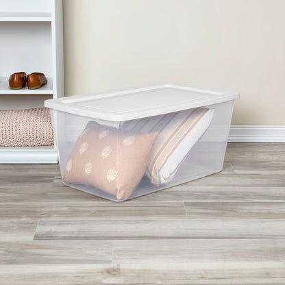 Sterilite 90 Qt Storage Box, Stackable Plastic Container, Home Organizer, 4 Pack