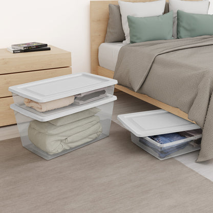 Sterilite 90 Qt Storage Box, Stackable Plastic Container Home Organizer, 16 Pack