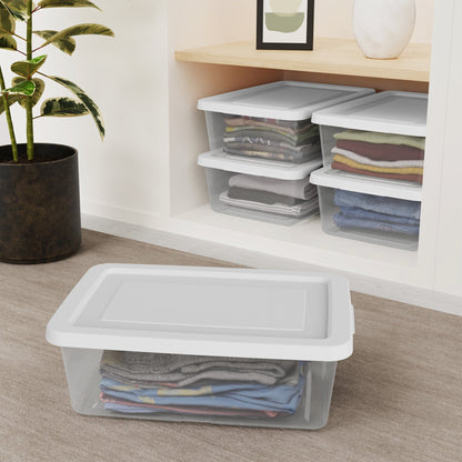 Sterilite 12 Qt Storage Box, Stackable Plastic Container Home Organizer, 30 Pack