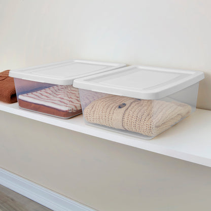 Sterilite 12 Qt Storage Box, Stackable Plastic Container Home Organizer, 30 Pack