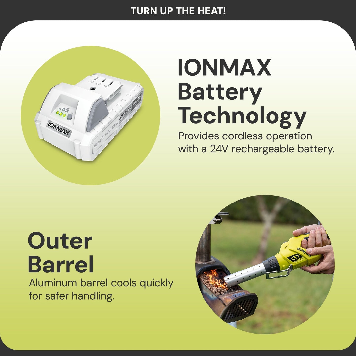 Sun Joe 24V Cordless Electric Fire Starter for Charcoal BBQ Grills, 24V-BBQ-LTE