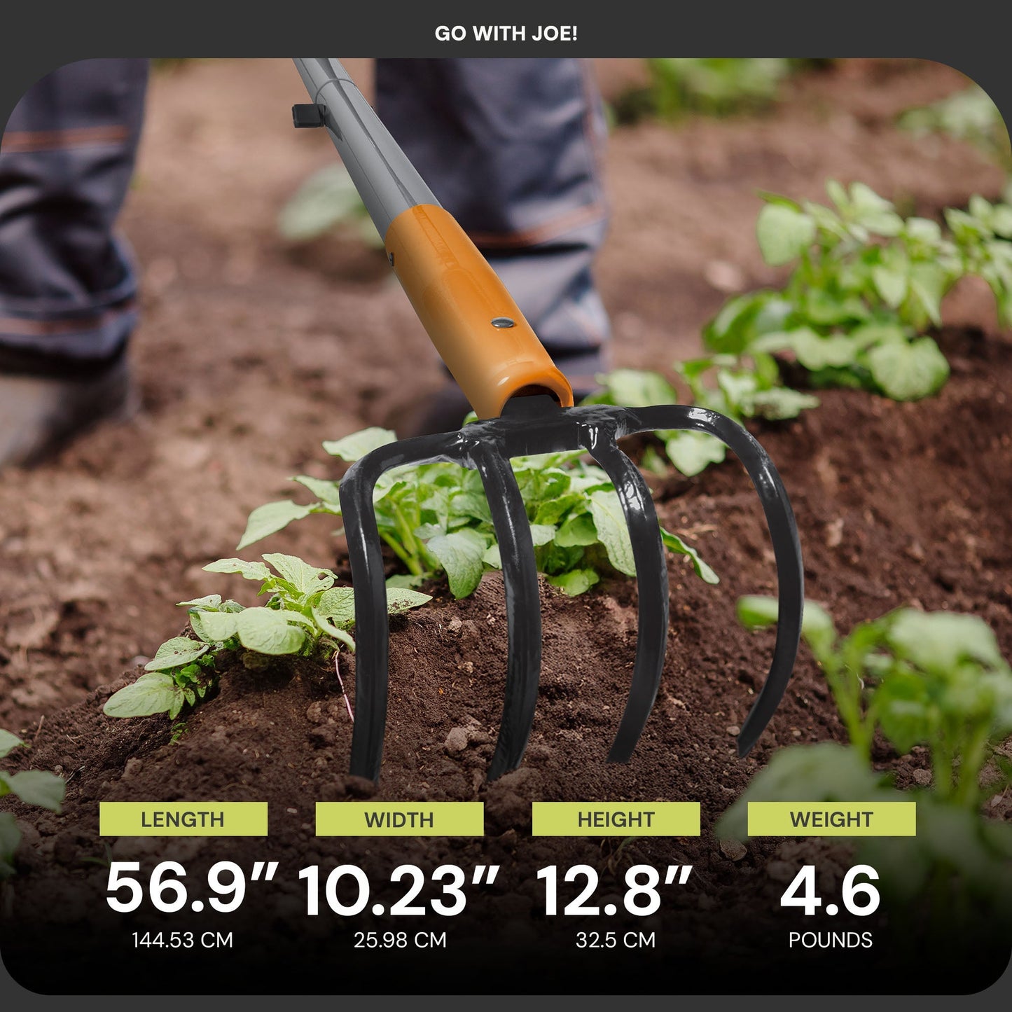 ErgieShovel 54" Ergonomic Cultivator, 4-Tine Garden Tool, D-Grip Handle, CLTV45