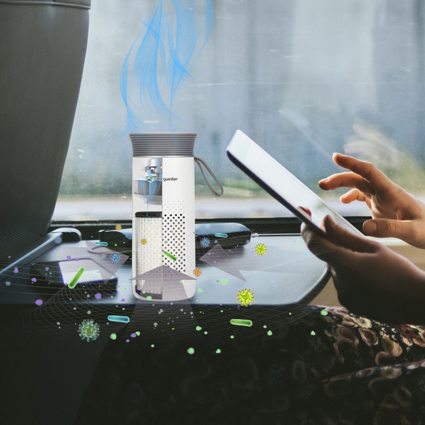 GermGuardian Portable Air Purifier for Small Spaces, USB Cable, 7” White, AC085