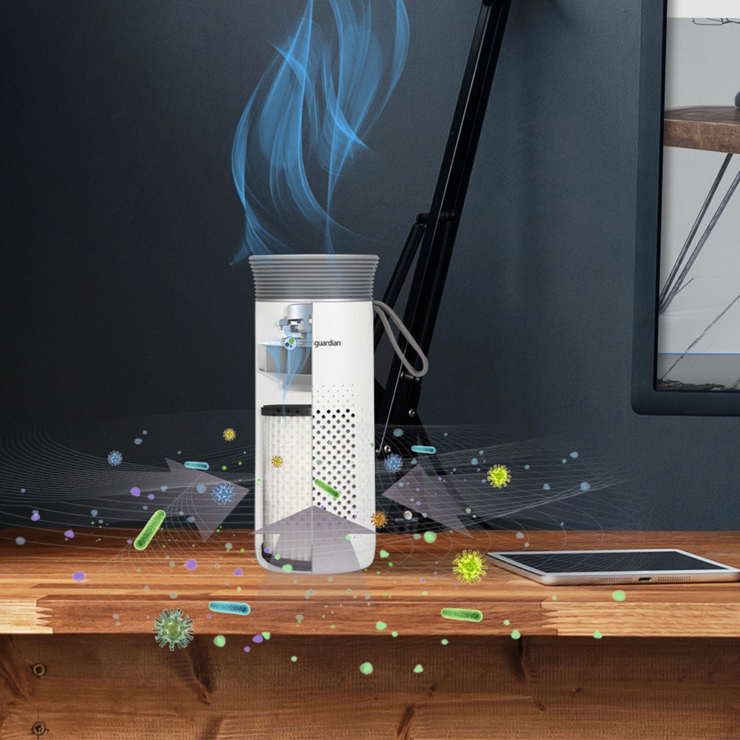 GermGuardian Portable Air Purifier for Small Spaces, USB Cable, 7” White, AC085