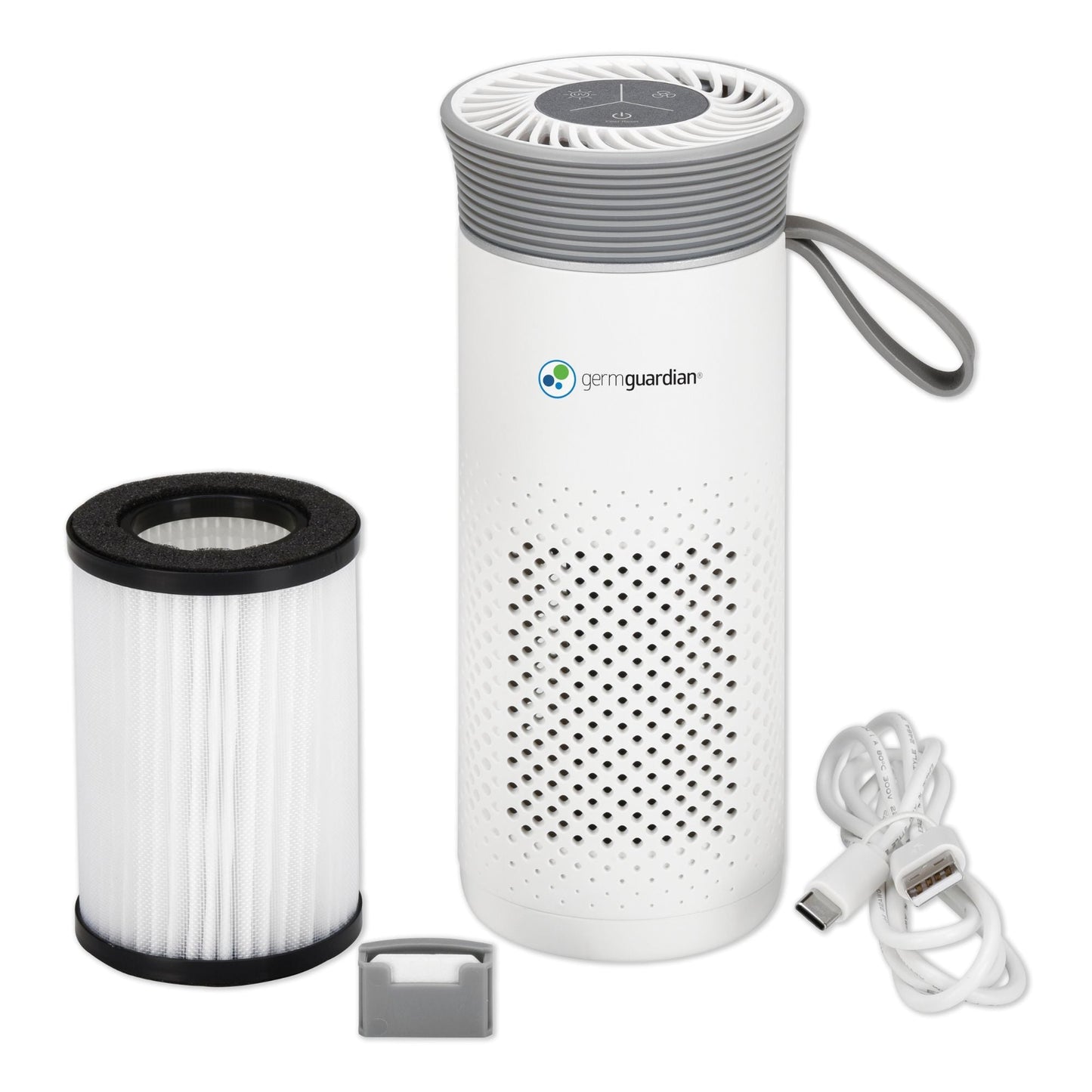 GermGuardian Portable Air Purifier for Small Spaces, USB Cable, 7” White, AC085
