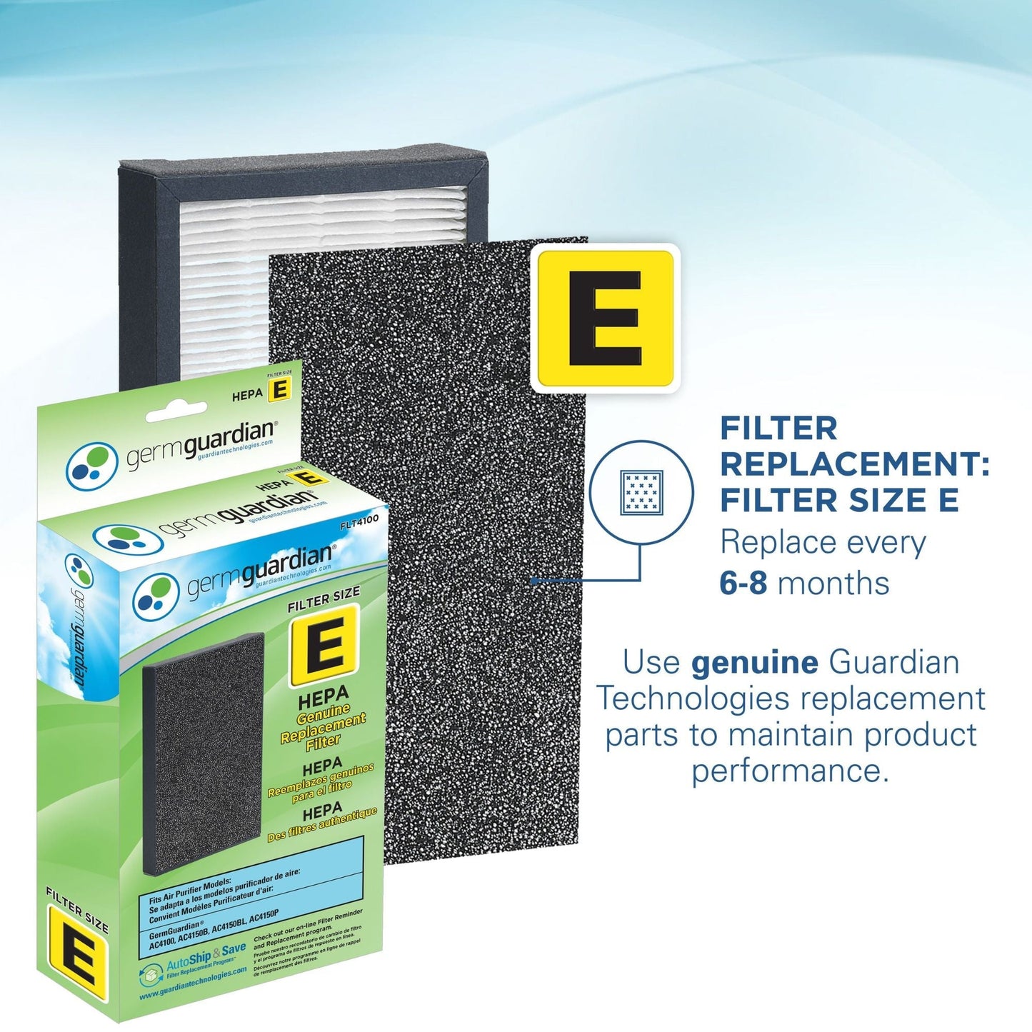 GermGuardian Air Purifier for Home with HEPA Pure Filter, Night Light, Pink