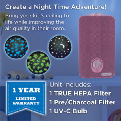 GermGuardian Air Purifier for Home with HEPA Pure Filter, Night Light, Pink