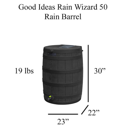 Good Ideas Rain Wizard Eco 50 Gal Rain Saver, Spigot, Recycled Materials, Black