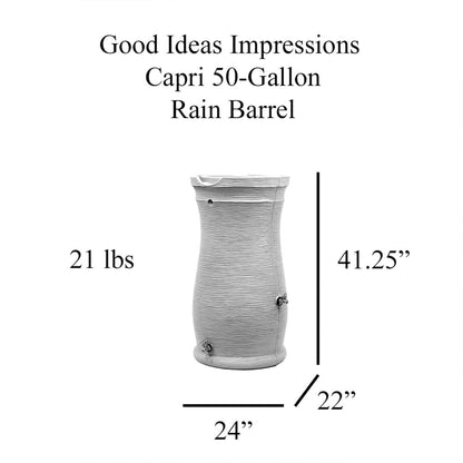 Good Ideas Impressions 50 Gallon Capri Rain Saver Barrel, 2 Spigots, Sandstone