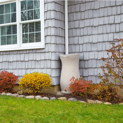 Good Ideas Impressions 50 Gal Corsican Rain Saver Barrel, 2 Spigots, Sandstone