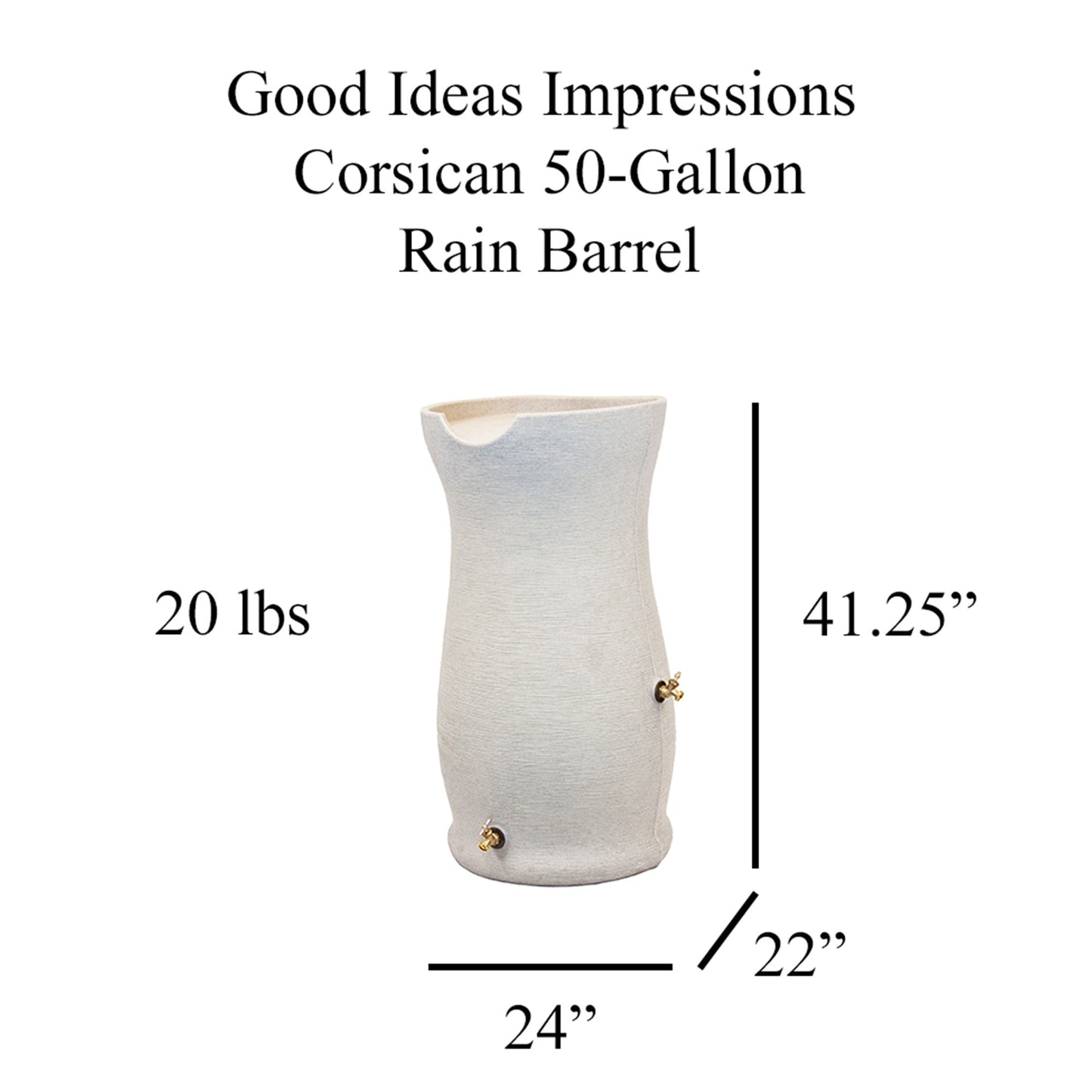 Good Ideas Impressions 50 Gal Corsican Rain Saver Barrel, 2 Spigots, Sandstone