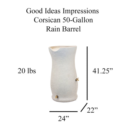 Good Ideas Impressions 50 Gal Corsican Rain Saver Barrel, 2 Spigots, Sandstone