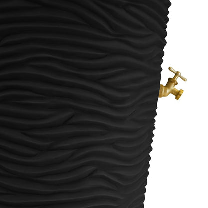 Good Ideas Impressions 50 Gallon Palm Trunk Rain Saver Barrel, 2 Spigots, Black