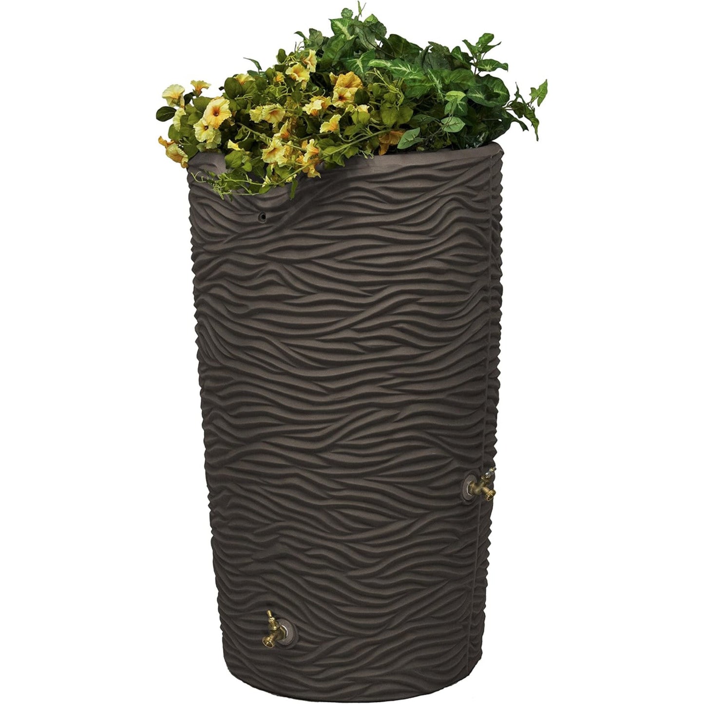 Good Ideas Impressions 65 Gallon Palm Trunk Rain Saver Barrell, 2 Spigots, Oak