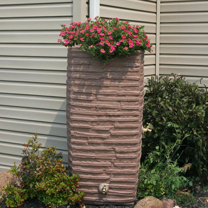 Good Ideas Impressions Riverwalk 50 Gallon Rain Saver with Spigots, Red Brick
