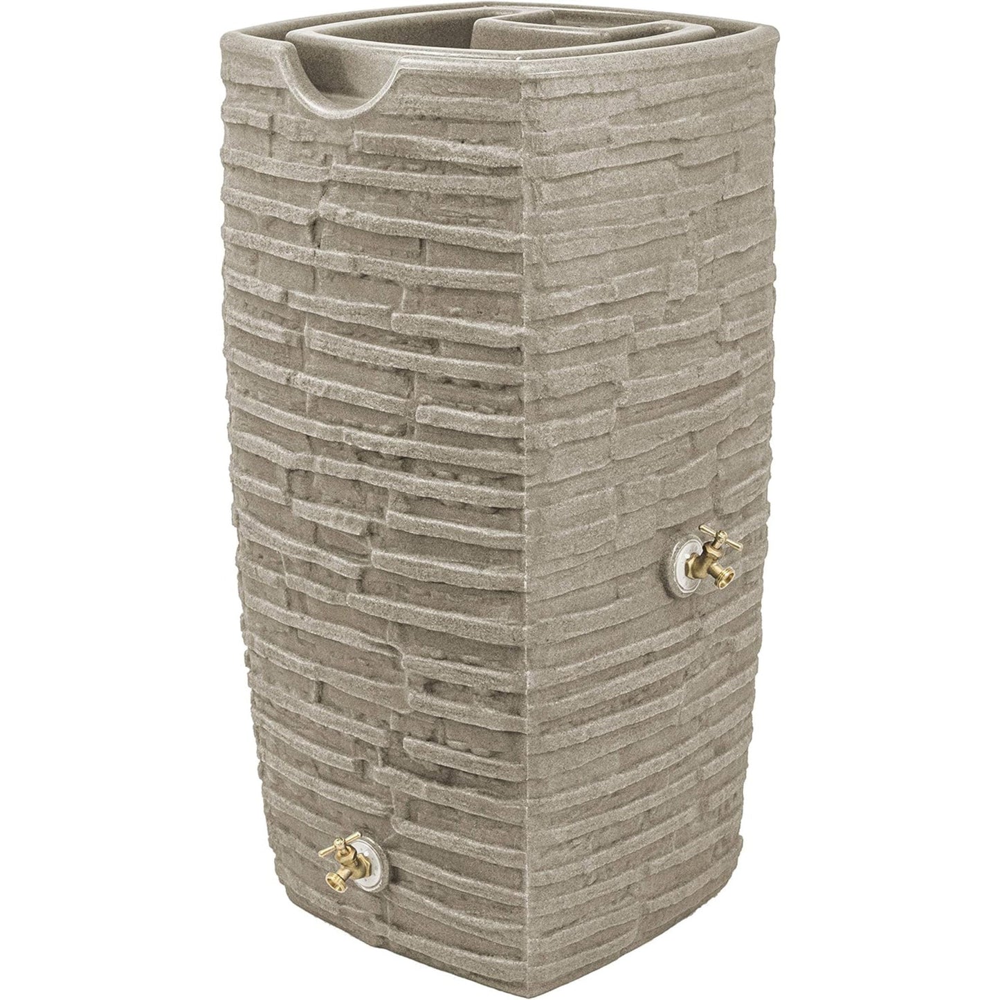 Good Ideas Impressions Riverwalk 50 Gallon Rain Saver with Spigots, Sandstone
