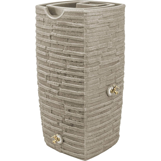 Good Ideas Impressions Riverwalk 50 Gallon Rain Saver with Spigots, Sandstone