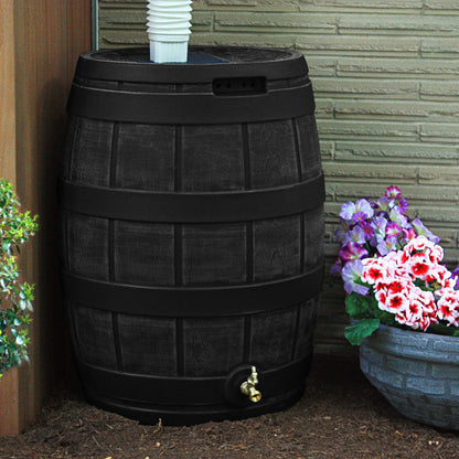 Good Ideas Rain Vault 50 Gallon Rain Barrel with Spigot, Handles & Screen, Black