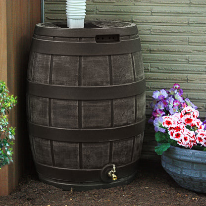 Good Ideas Rain Vault 50 Gallon Rain Barrel with Spigot, Handles and Screen, Oak