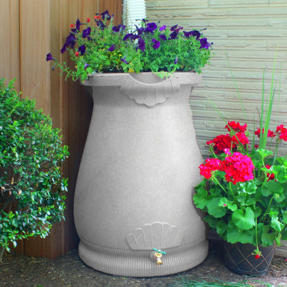 Good Ideas Rain Wizard Plastic Resin Urn, 65 Gallon Rain Barrel, Light Granite