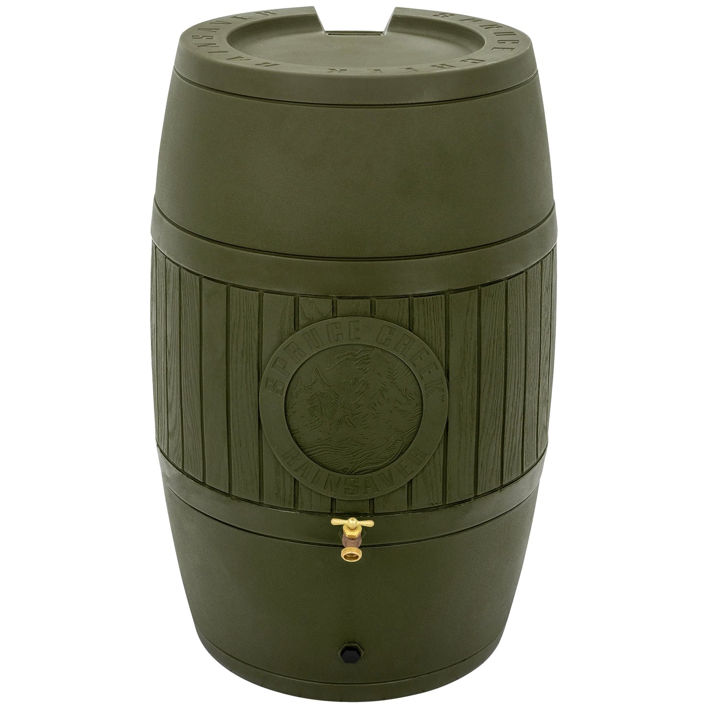 Good Ideas Bushman Spruce Creek 54 Gal Rain Saver Barrel with Spigot, Moss Green