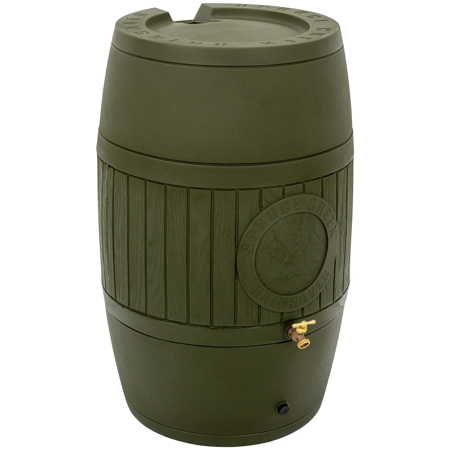 Good Ideas Bushman Spruce Creek 54 Gal Rain Saver Barrel with Spigot, Moss Green