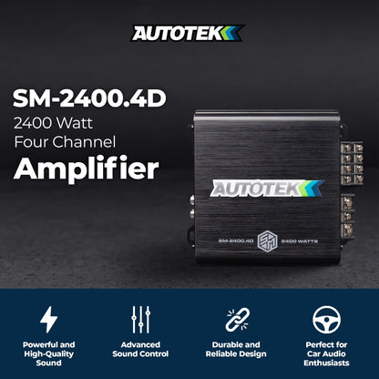 Autotek 2400W 4 Channel Car Audio Amplifier Bass Knob, Street Machine SM-2400.4D - Find Fresh Goods