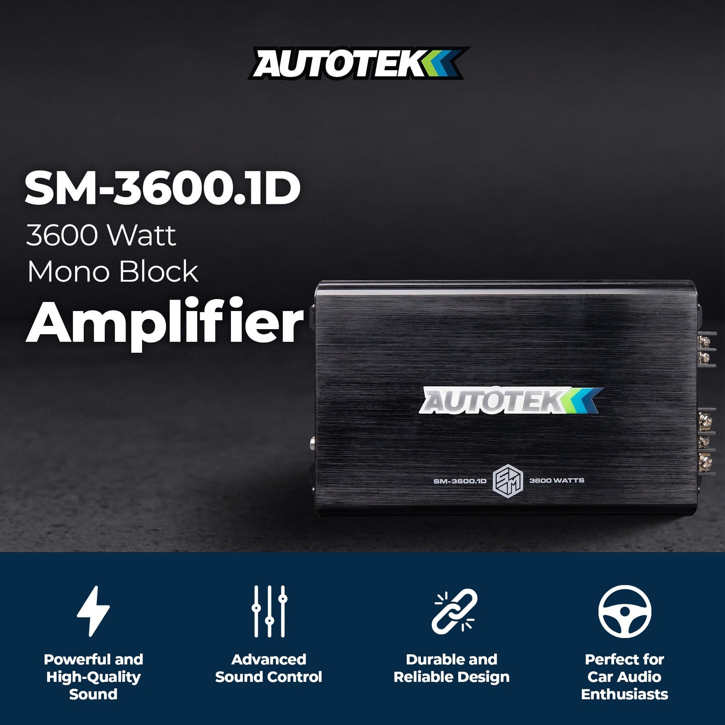Autotek Street Machine 3600W 2 Channel Car Audio Amplifier, Bass Knob, Equalizer - Find Fresh Goods