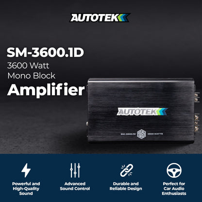 Autotek Street Machine 3600W 2 Channel Car Audio Amplifier, Bass Knob, Equalizer - Find Fresh Goods