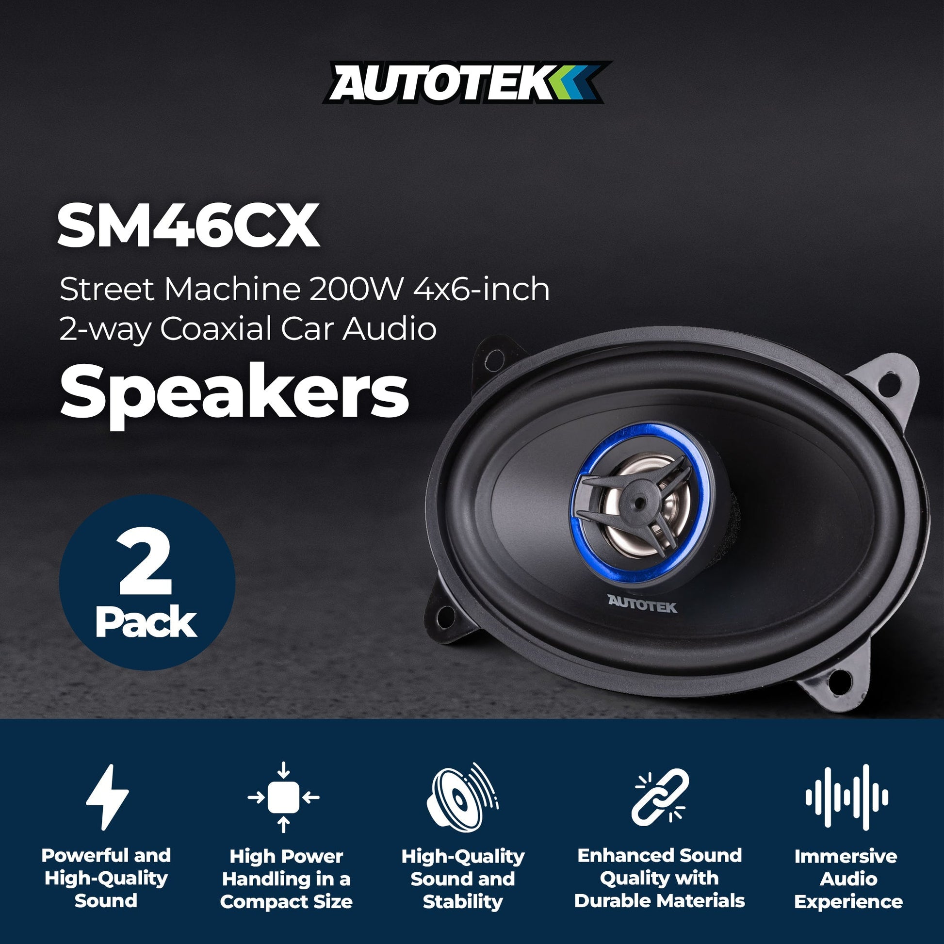 Autotek Street Machine 200W 4 x6 in. 2 Way Car Audio Coaxial Speakers, Pair - Find Fresh Goods