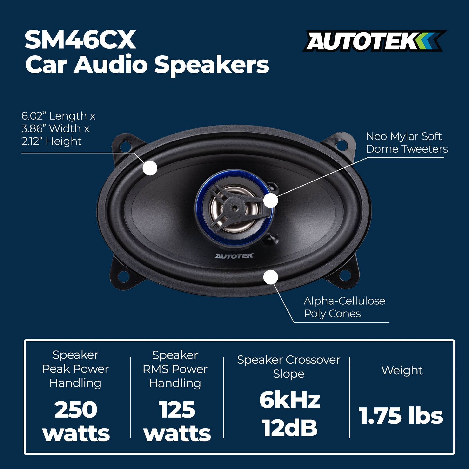 Autotek Street Machine 200W 4 x6 in. 2 Way Car Audio Coaxial Speakers, Pair - Find Fresh Goods