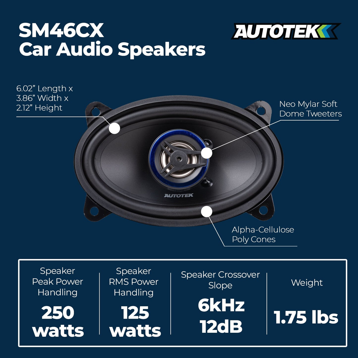 Autotek 4 Pack Street Machine 200W 4 x6 in. 2 Way Car Audio Coaxial Speakers - Find Fresh Goods