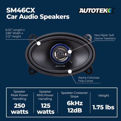 Autotek 4 Pack Street Machine 200W 4 x6 in. 2 Way Car Audio Coaxial Speakers - Find Fresh Goods