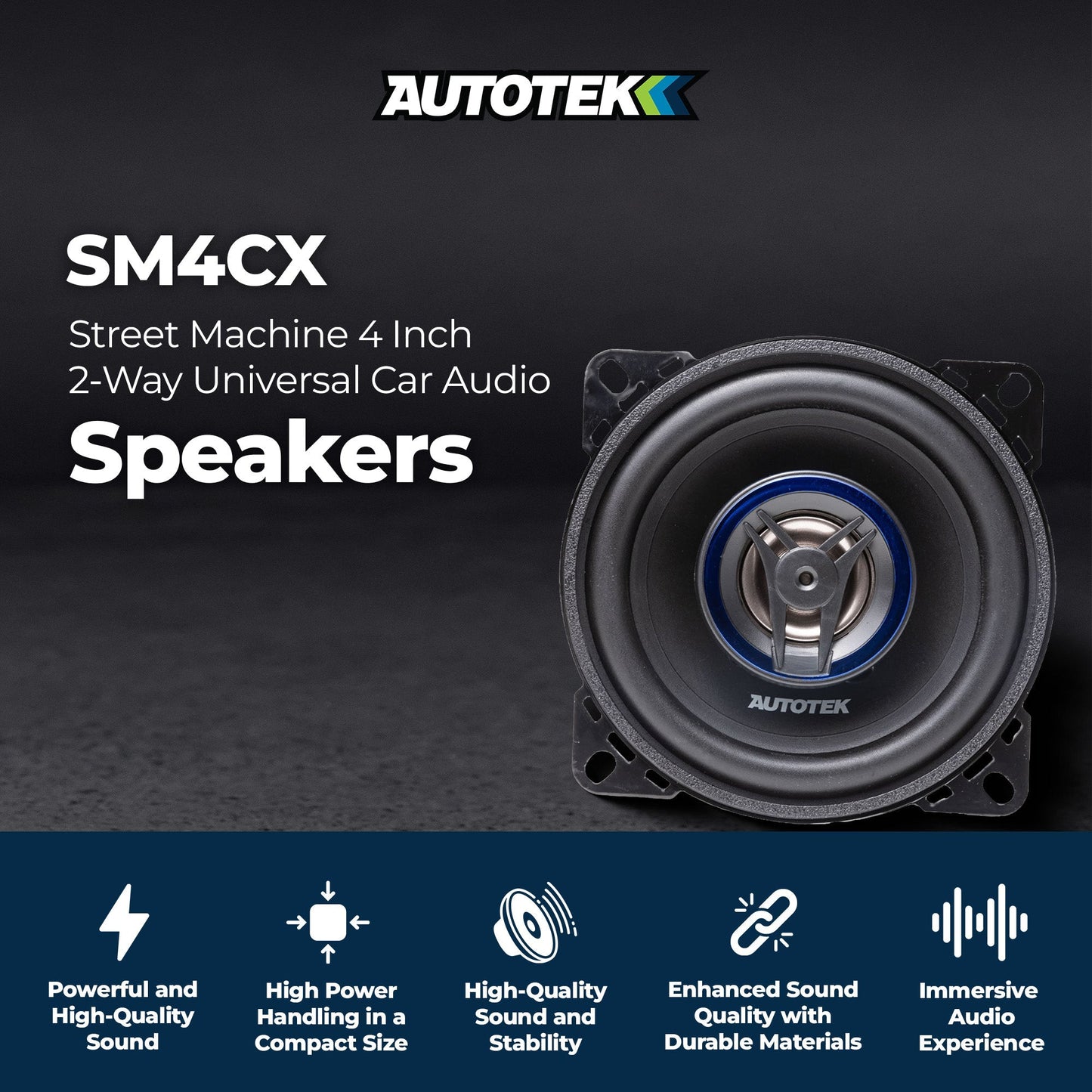 Autotek 4 Pack Street Machine 200 Watt 4 Inch 2 Way Car Audio Coaxial Speakers - Find Fresh Goods