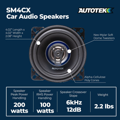 Autotek 4 Pack Street Machine 200 Watt 4 Inch 2 Way Car Audio Coaxial Speakers - Find Fresh Goods
