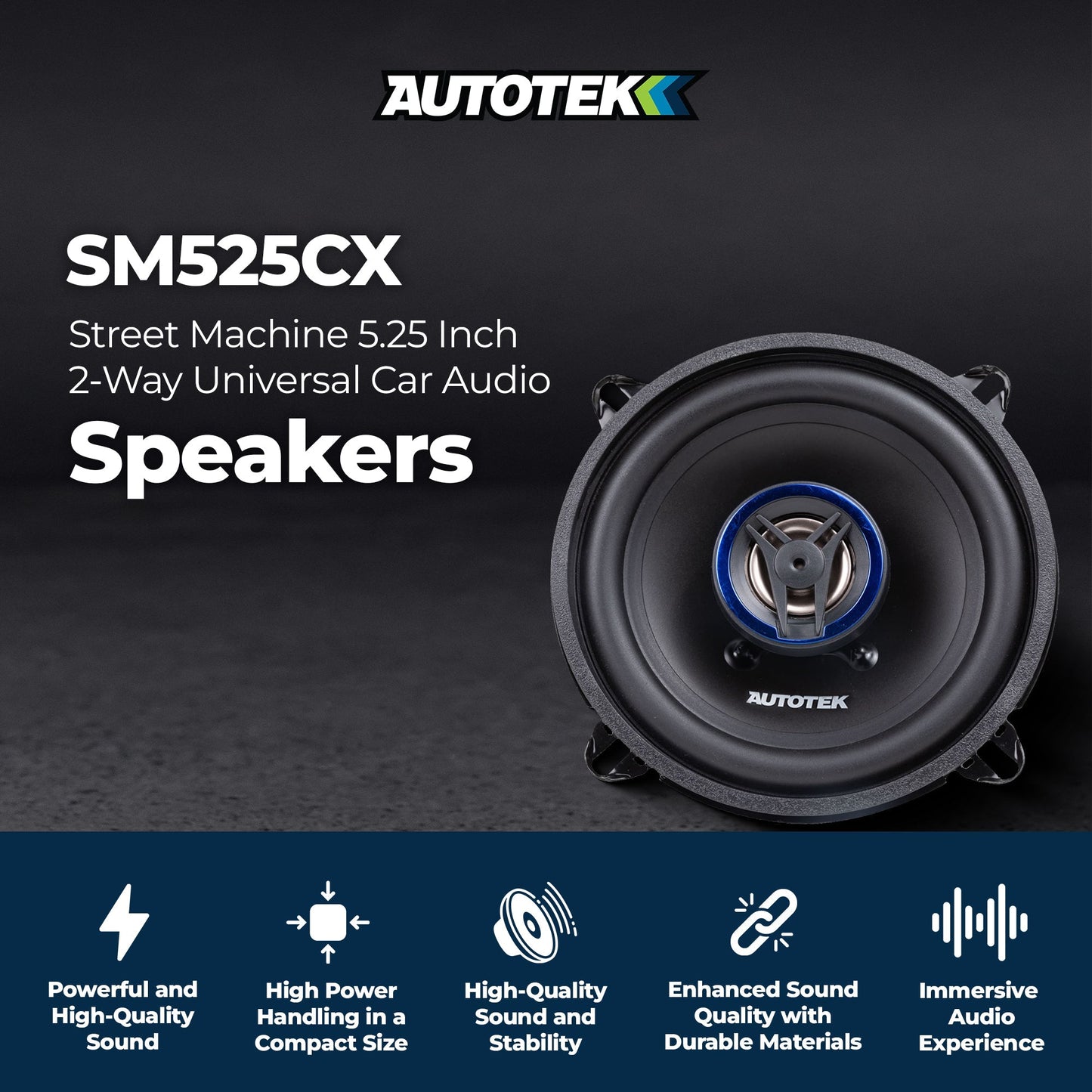 Autotek 4 Pack Street Machine 250 Watt 5.25" 2 Way Car Audio Coaxial Speakers - Find Fresh Goods