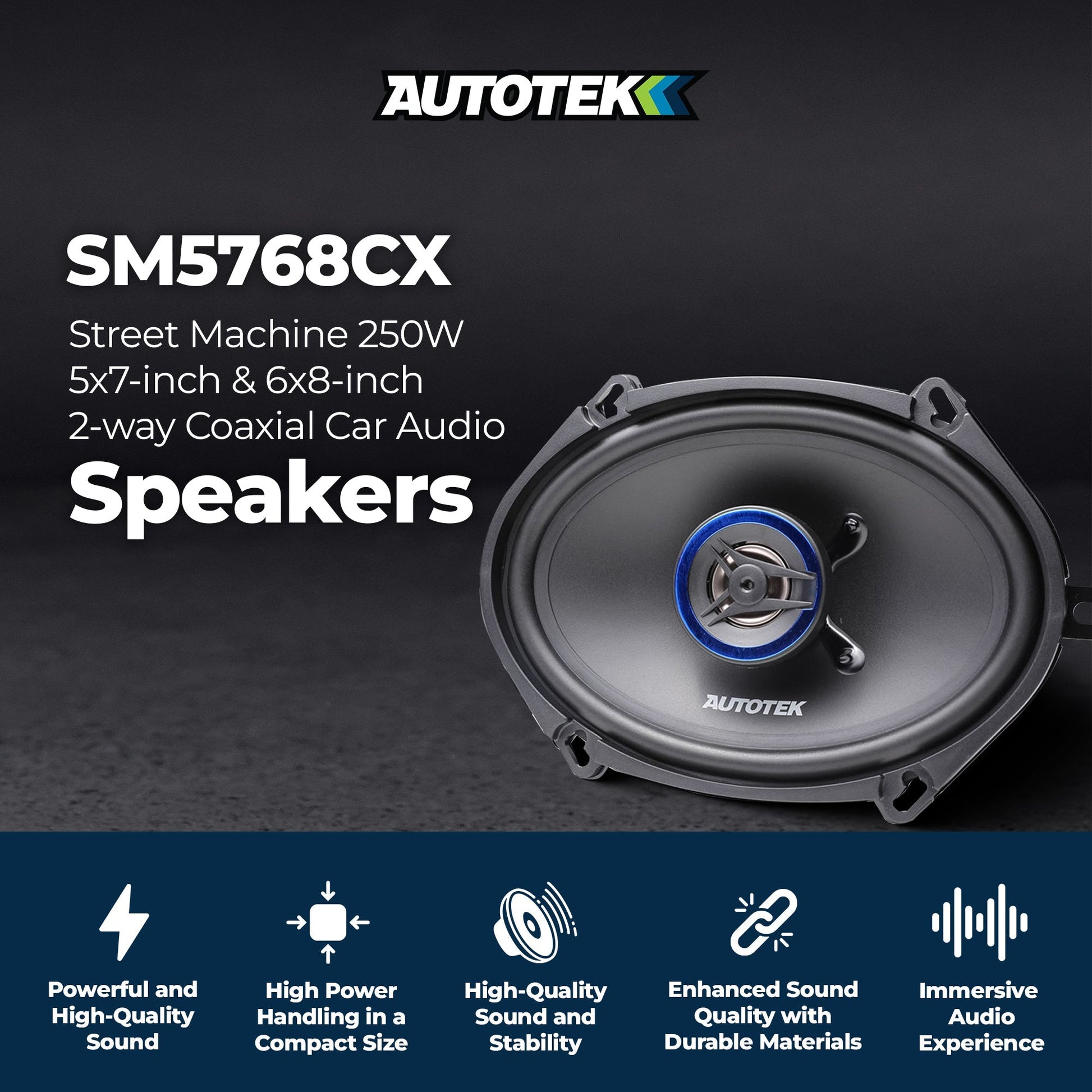 Autotek 4 Pack Street Machine 250W 5"x7" & 6"x8" 2 Way Car Audio Coaxial Speaker - Find Fresh Goods
