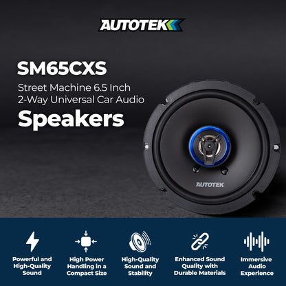 Autotek 4 Pack Street Machine 6.5 Inch 2-Way Shallow Car Audio Coaxial Speakers - Find Fresh Goods