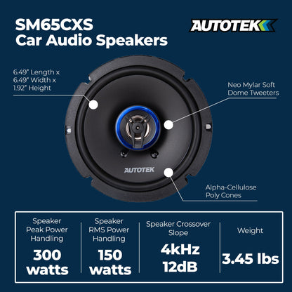 Autotek 4 Pack Street Machine 6.5 Inch 2-Way Shallow Car Audio Coaxial Speakers - Find Fresh Goods