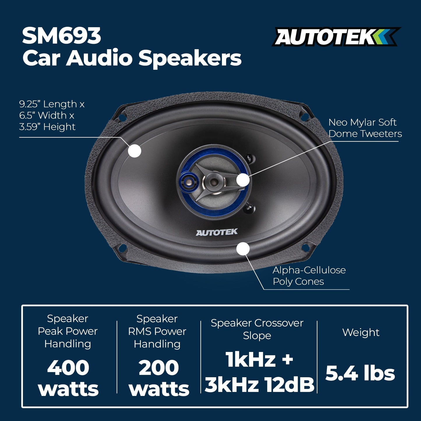 Autotek 4 Pack Street Machine 6x9 in. 3-Way Car Audio Universal Coaxial Speakers - Find Fresh Goods