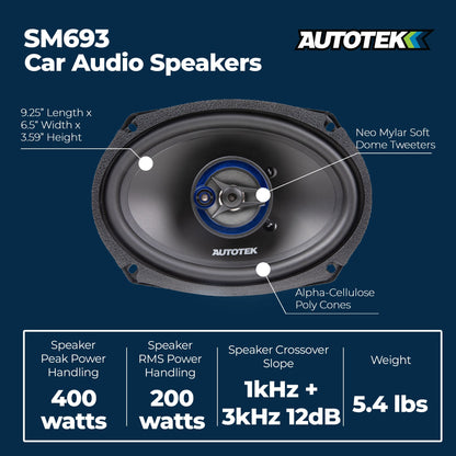 Autotek 4 Pack Street Machine 6x9 in. 3-Way Car Audio Universal Coaxial Speakers - Find Fresh Goods